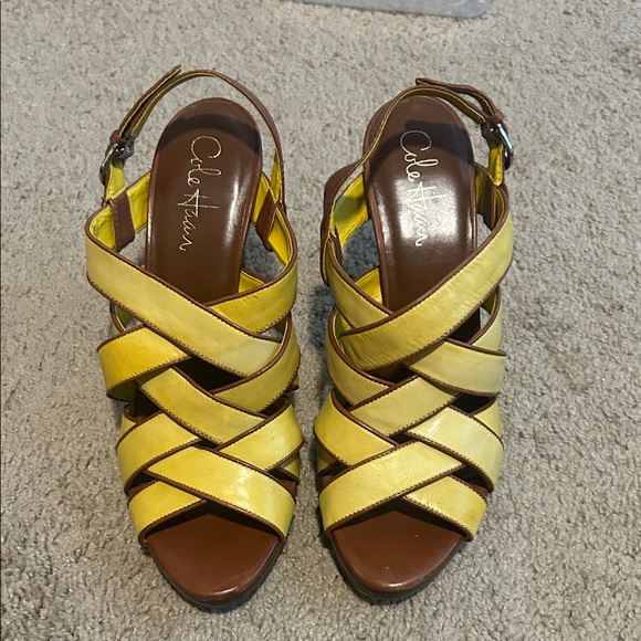 Cole Haan Women's Bright Yellow Strappy Sandals sz 8 - Picture 1 of 3
